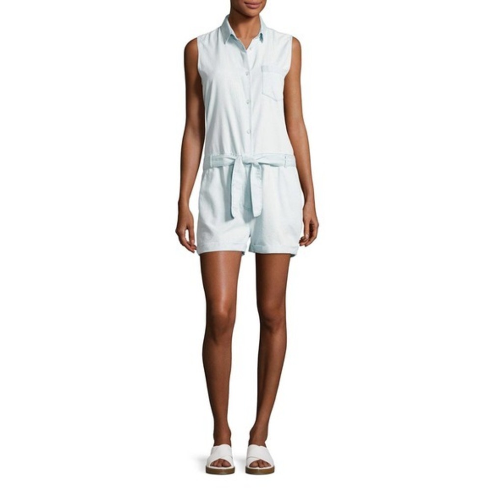 The Blue Shirt Shop Light Wash Bridge Hampton Chambray Romper Blue